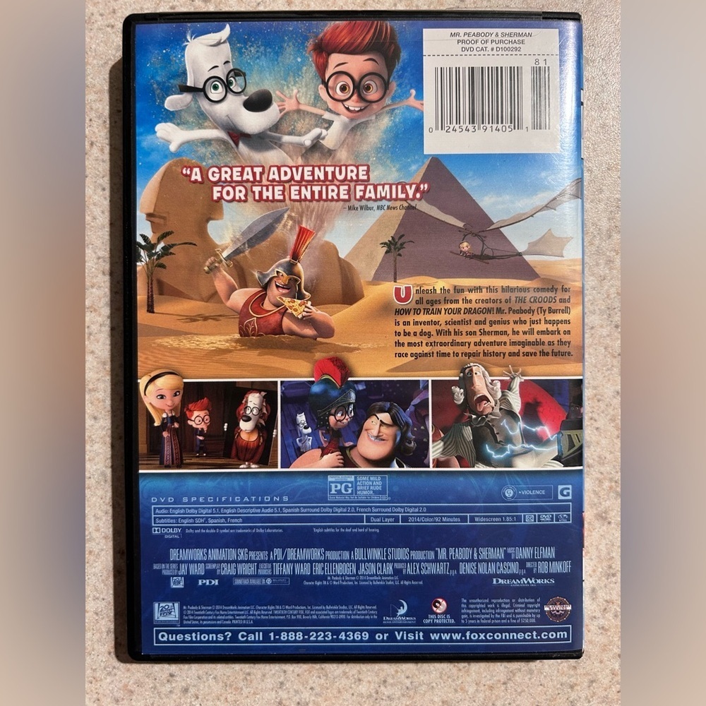 DreamWorks Mr. Peabody & Sherman Blu-ray - Red, White, and Black - Picture 3 of 3